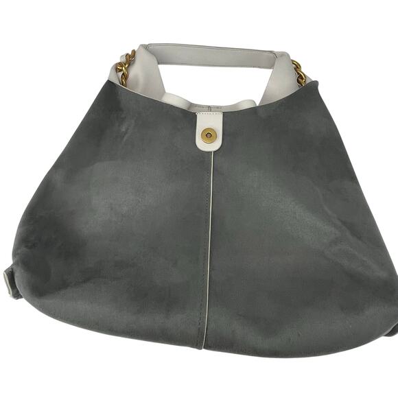 Faux Off White Leather Hobo Bag with Gold Chain Hardware - Picture 9 of 10